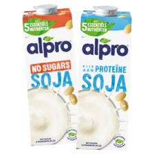Alpro houdbare drinks, desserts of cooking soya